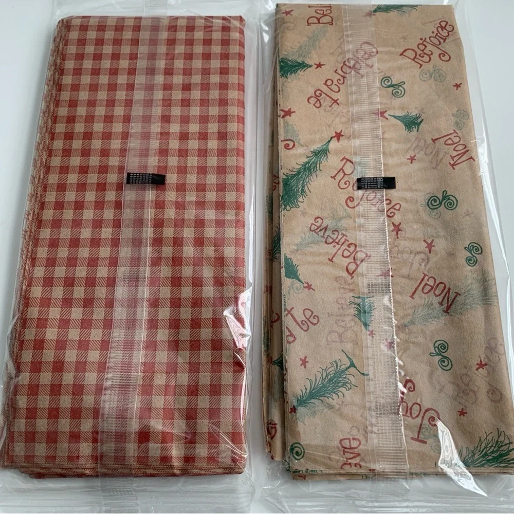 Red Gingham Gift Bags with Festive Tissue Paper Bundle